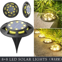 Kiplyki Engros 16LED Solcelledrevne Jordlamper (8 Hovedlamper + 8 Sidelamper) Udendørs