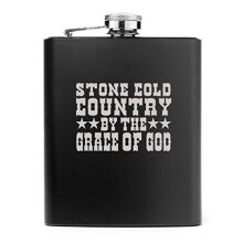 7-uncjowa piersiówka ze stali nierdzewnej Stone Cold Country (czarna)