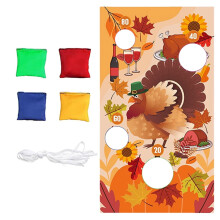 Joc de aruncat sacoșe cu fasole SunyaMood pentru Ziua Recunoștinței, 29x54inch, cu 3 sacoșe