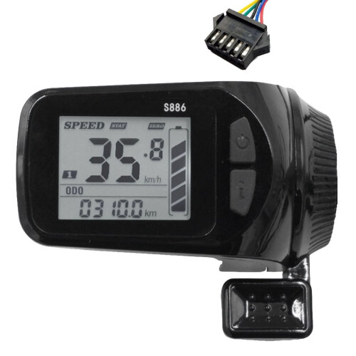 24V/36V/48V/60V S886Ebike LCD-displaypanel tommelfingergashåndtag til stik