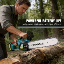 12inch Brushless Electric Cordless Chainsaw Wood Cutter Saw with Oiler System 2pcs Li-ion Batteries