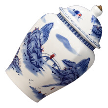 Traditional Blue Porcelain Tea Tin Sealed Container-Design C