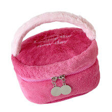 Plüsch-Make-up-Tasche mit geräumigem Innenraum und-Rosenrot