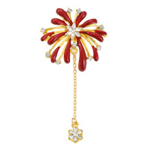 Kristallen Pyrotechniek-broche met dynamische franjedetails-Goud