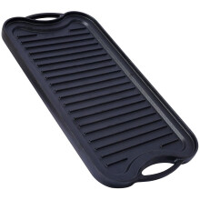 20x10.44 Double Burner Cast Iron Griddle Pan – Reversible Grill for Even Heat, Indoor Outdoor Cooking