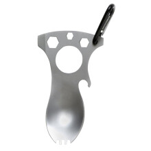 Stainless Steel Camping Spork 2 in 1 Design for Outdoor Survival, Durable Lightweight Grey Utensil