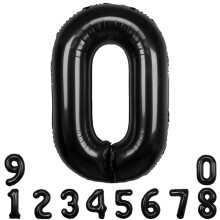 40 Inch Number Balloon Black Foil 0, Helium or Air Inflation, Jumbo Mylar Birthday Party Decor