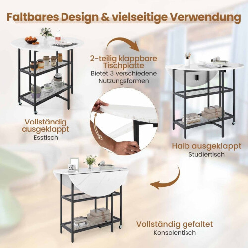 Foldable Dining Table, Marble Look, Seats 2-4, Mobile 2