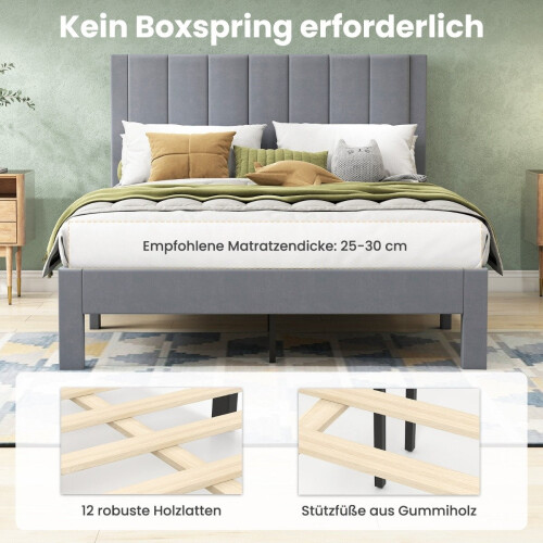 Sommier plateforme pour matelas 200x140 cm, velours gris 2