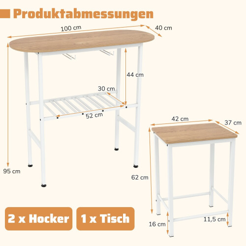Baaripöytäsetti 2 hengelle, viinilasi- ja pullotelineet 1