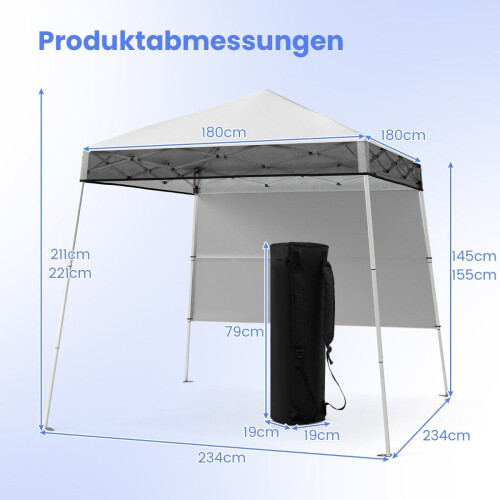 Pop-Up Gazebo 2x2m, Adjustable, Waterproof, White 1