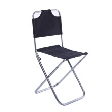 Folding Camping Chair Lightweight Aluminum Alloy with Backrest for Fishing Hiking Black Silver