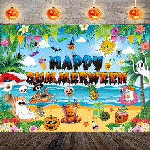 Halloween Backdrop 8x6FT Wrinkle‑Resistant True‑Color Polyester Summerween Party Decorations