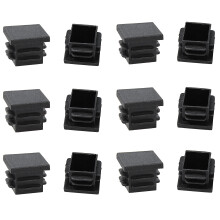 12 PCS 3/4 Inch Square Plastic End Caps, Black Chair Leg Plugs, Furniture Feet Protectors for Tables and Pipes