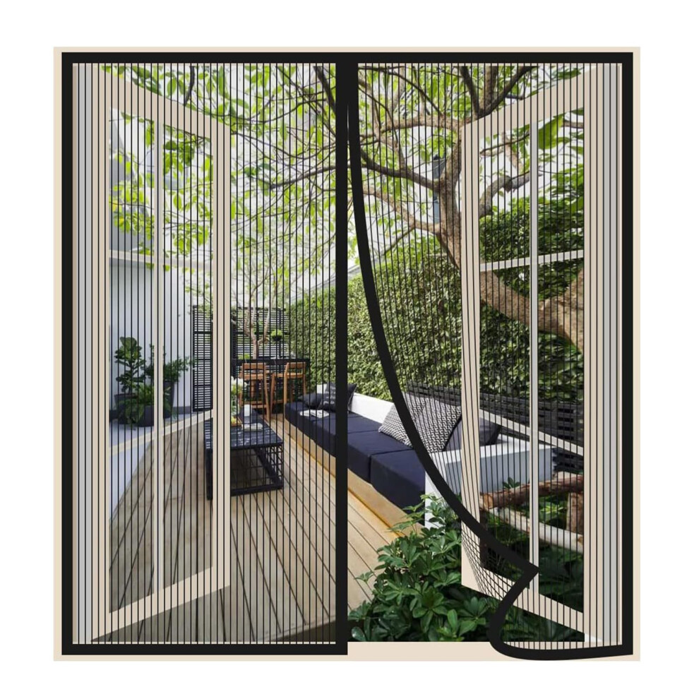 Magnetic Window Screen 51X59in Black, Self Closing Mosquito Net For Windows With Durable Nylon Mesh 9771547052876