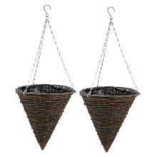 2Pcs Woven Hanging Flower Basket Set, Wall Mounted Planter for Dried Flowers and Home Decor