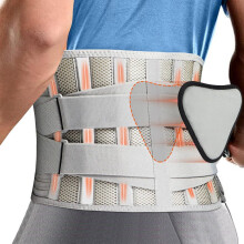 2XL Grey Adjustable Lumbar Support Belt for Men and Women, SixStay Back Brace for Lower Back Pain Relief