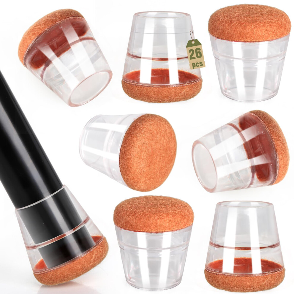 Transparent Chair Leg Protectors With Felt Pads 26Pcs For Floor Scratch Protection And Noise Reduction 9351714678438