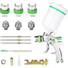 Professionele verfspuit met zwaartekrachttoevoer met 2 spuitmonden (1,7 mm, 2,0 mm) en 600cc zwaartekrachttoevoerbeker voor HVLP-meubels