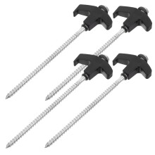 4pcs Heavy Duty Tent Stakes for Camping, Compact Black Pegs Set for Tarp and Canopy
