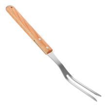 Stainless Steel Meat Fork with Wooden Handle, BBQ Carving Fork for Grilling, Roasting and Camping