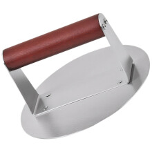 Stainless Steel Burger Press with Beech Handle, Round Grill Press Tool for Uniform Patties