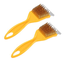 2 Pcs Heavy Duty BBQ Grill Cleaning Brush Set with Copper Wire for Powerful Grease Removal