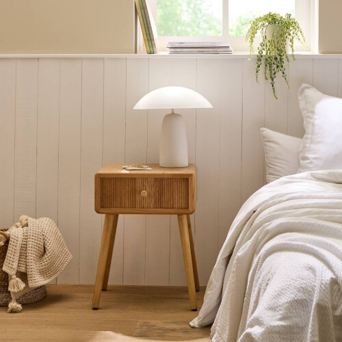 Bedside table with 1 drawer and slatted fronts, 52 cm high - AVA 1
