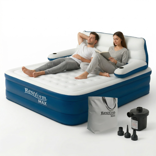 Restform Max Inflatable Air Bed with Backrest & Built in Pump