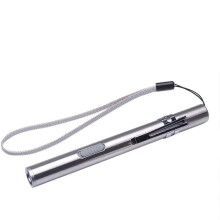 LED Flashlight USB Rechargeable Mini Torch Stainless Steel Waterproof Keychain Light