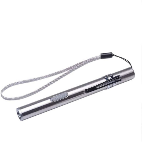 LED Flashlight USB Rechargeable Mini Torch Stainless Steel Waterproof Keychain Light