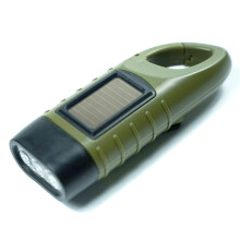 Solar Hand Crank Flashlight with Dual Charging Modes, Rechargeable LED Light for Camping and Survival