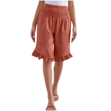 Shorts for Womens Fashion Flowy Ruffle Bottom Knee-Red XL