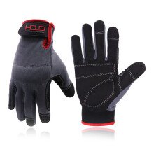 Mens Touchscreen Work Gloves Small Grey, Breathable Utility Gloves with Knuckle Padding
