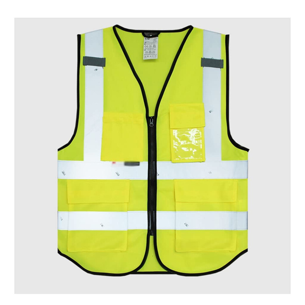 Reflective Safety Vest Yellow 28In, Breathable Visibility Work Vest With Multifunction Pockets 9771547054115