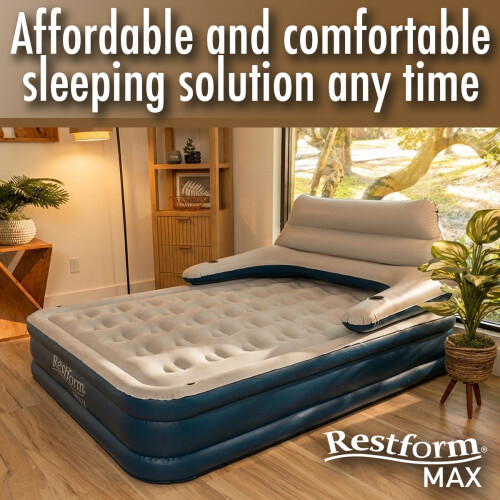 Restform Max Inflatable Air Bed with Backrest & Built in Pump 1