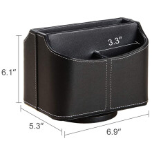 Leather Remote Control Holder,360 Degree Desk TV Remote Caddy,Bedside Table Organizer for Controller,Media,Mail