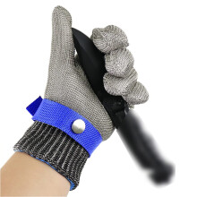 Cut Resistant Gloves 316L Stainless Steel Mesh Glove for Oyster Shucking with Adjustable Wrist Strap (24.5CM)