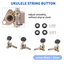 4 Pieces Metal Opened Ukulele Uke Tuning Pegs Tuners Round Cap Black