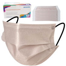 Disposable Face Mask 50 PCS Individually Wrapped 3 Layer Face Mask for Adults with Adjustable Nose Clip