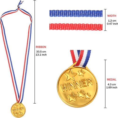 30-pack guldplastmedaljer för barn - tävling och 2