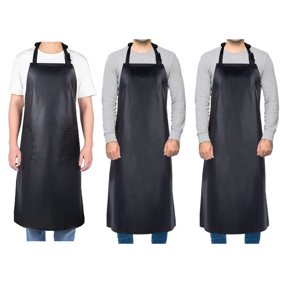 3 Pack Waterproof Work Apron Heavy Duty Rubber Vinyl For Dishwashing And Butchering Adjustable Fit 9351714679756