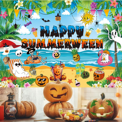 Halloween Backdrop 8x6FT Wrinkle‑Resistant True‑Color Polyester Summerween Party Decorations 1