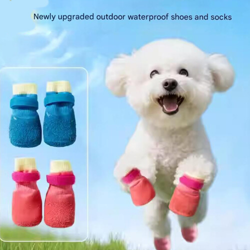 Chaussures imperméables pour chiens, bottes de pluie-Rose S 2