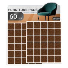 60 PCS Felt Furniture Pads for Hardwood Floors, Self Adhesive Chair Leg Protectors, Anti Scratch Brown Set