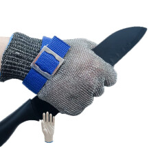 Cut Resistant Glove 316L Stainless Steel Mesh, Non‑Slip Durable Cut Protection for Kitchen Butchery Food Processing, Adjustable Wrist Strap (1pcs/L)