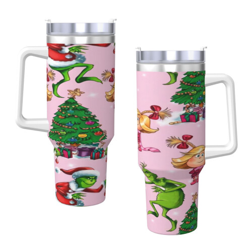 Grin-Ch Personalized 40oz Tumbler with Handle & Straw - Stainless 2