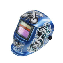 Auto Darkening Welding Helmet Blue Skull with Fast Filter Solar Powered Adjustable Shade for MIG TIG Arc