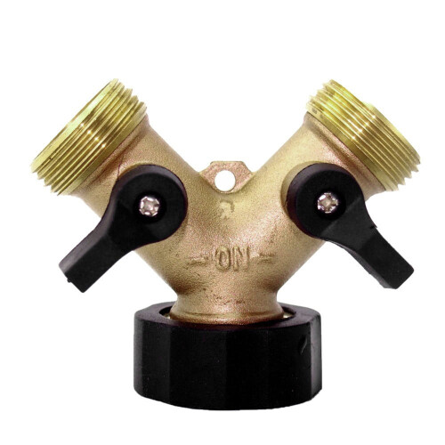 Lingouzi Brass Σύνδεσμος λάστιχου κήπου 2 κατευθύνσεων, βαρέως τύπου 2