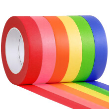 Colored Masking Tape Set 1 Inch x 60yds 6 Rolls Vibrant Rainbow Colors for Crafts Painting Classroom Labeling